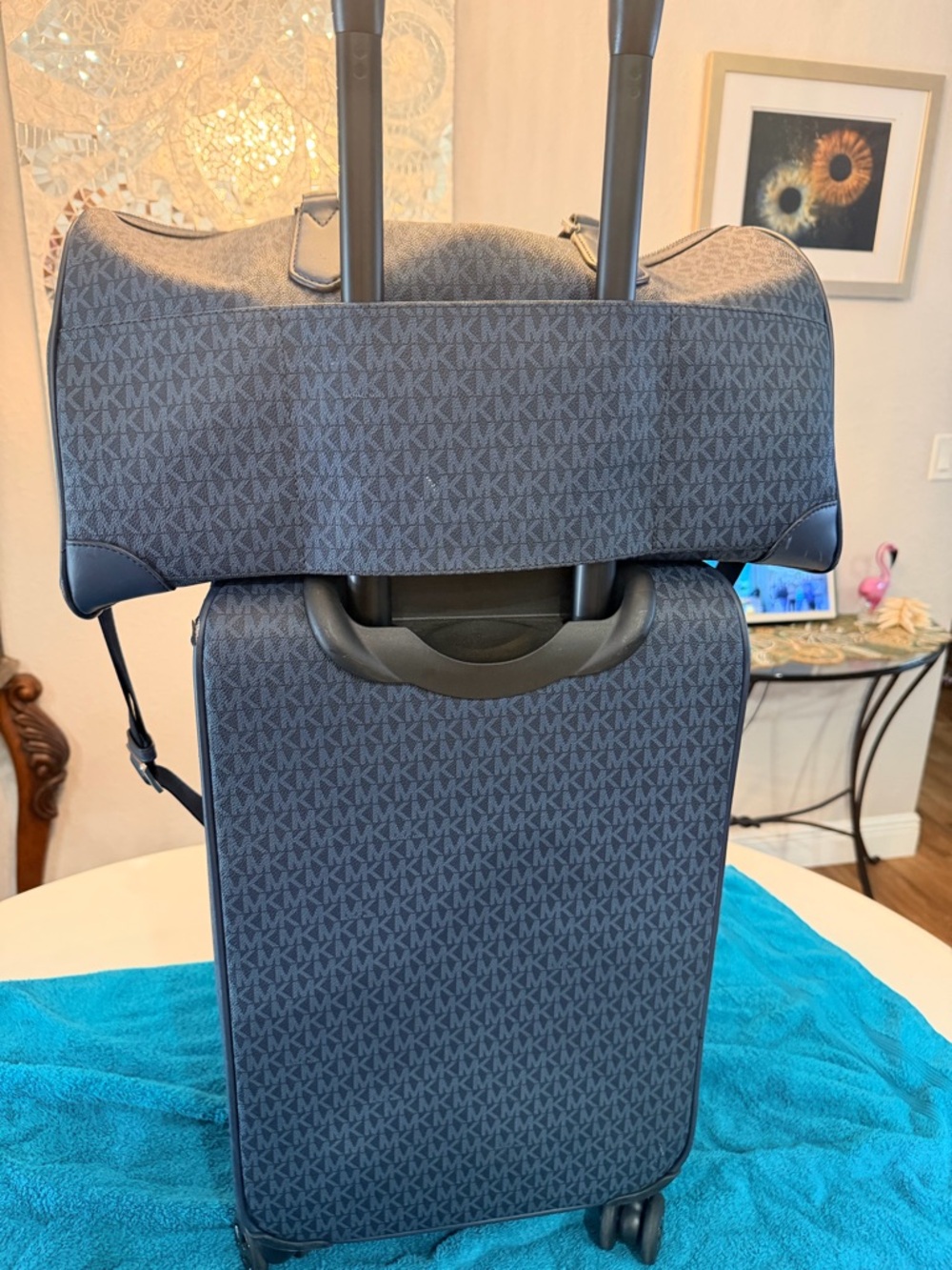 Michael Kors Navy MK Monogram Rolling Duffel and Carry-On Set - Picture 2 of 16